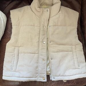 Say What? Beige Corduroy Puffer Vest